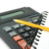 calculator pencil and notepad